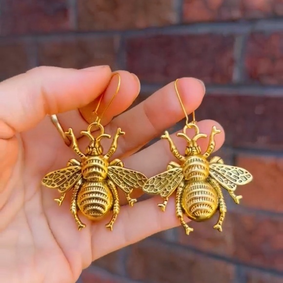 Zara Gold Bee Statement Earrings - Picture 12 of 15